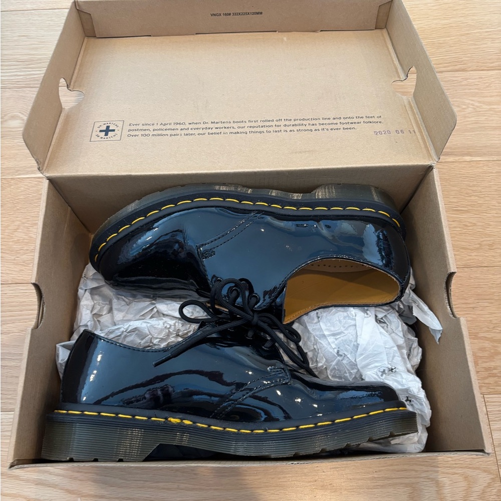 Dr. Martens Women’s Black Patent 1461 Lace-Up Shoes - Picture 6 of 8